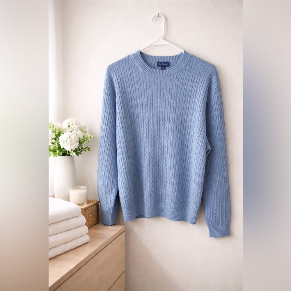 Paul Fredrick Light Blue Silk Cashmere Blend Sweater